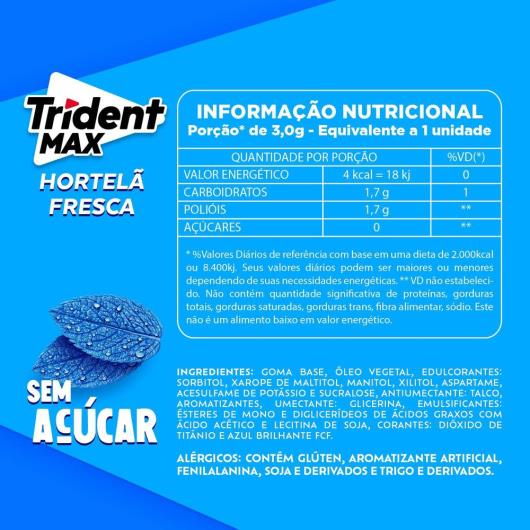 Chiclete Trident Max Hortelã Fresca 16,5g - Imagem em destaque