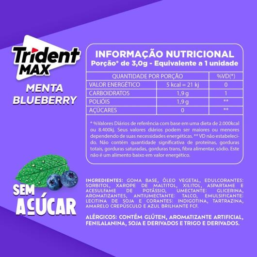 Chiclete Trident Max Menta Blueberry 16,5g - Imagem em destaque