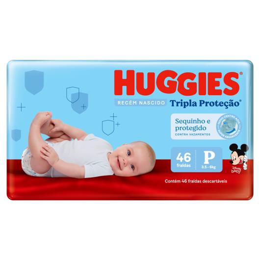 Fralda Descartável Infantil Huggies Tripla Proteção Recém-Nascido P Pacote 46 Unidades - Imagem em destaque