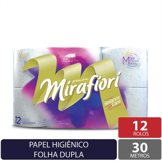 Papel Higiênico Folha Dupla Mirafiori Premium 30m Pacote 12 Unidades - Imagem em destaque