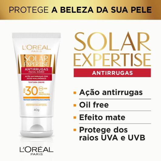 Protetor Solar Facial L'Oréal Paris Solar Expertise Antirrugas FPS 30 40g - Imagem em destaque