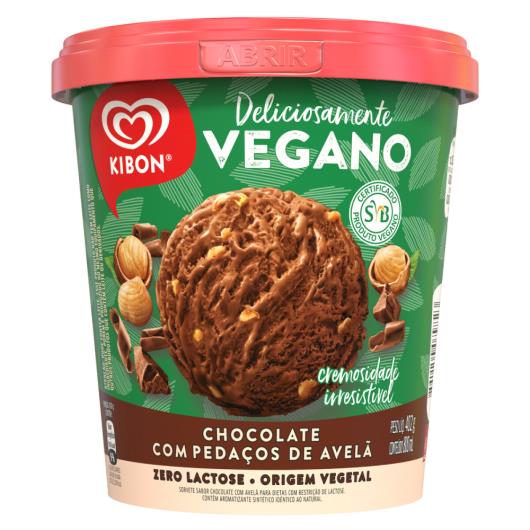 Sorvete Vegano Chocolate com Pedaços de Avelã Zero Lactose Kibon Pote 800ml - Imagem em destaque