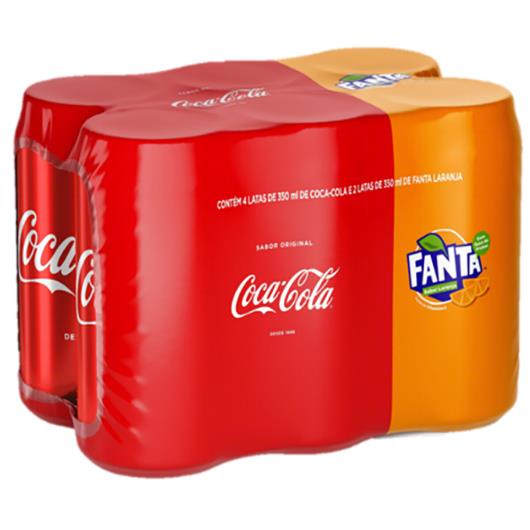 Kit 4 Refrigerantes Coca-Cola Original + 2 Laranja Fanta 350ml Cada - Imagem em destaque