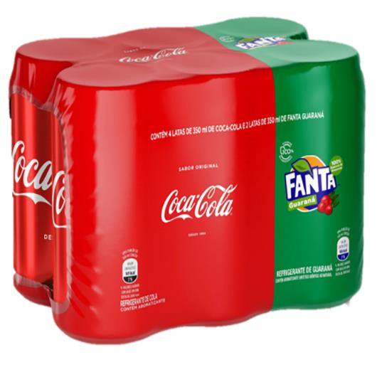 Kit 4 Refrigerantes Coca-Cola Original + 2 Guaraná Fanta 350ml Cada - Imagem em destaque