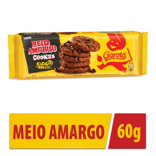 Biscoito Cookie Chocolate com Gotas de Chocolate Meio Amargo Garoto Cacau do Brasil Pacote 60g - Imagem em destaque