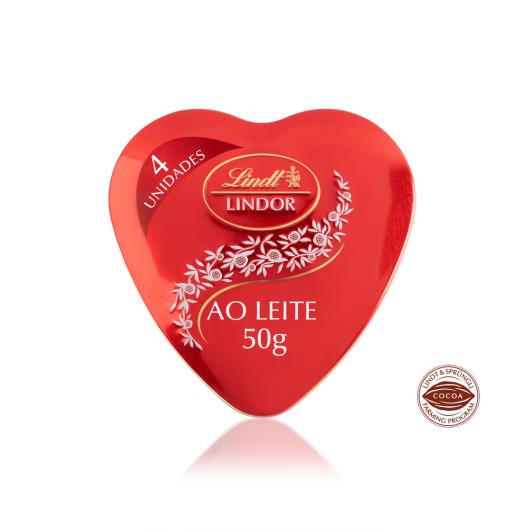 Lindt Lindor Lata para presente com 4 trufas Ao Leite 50g - Imagem em destaque