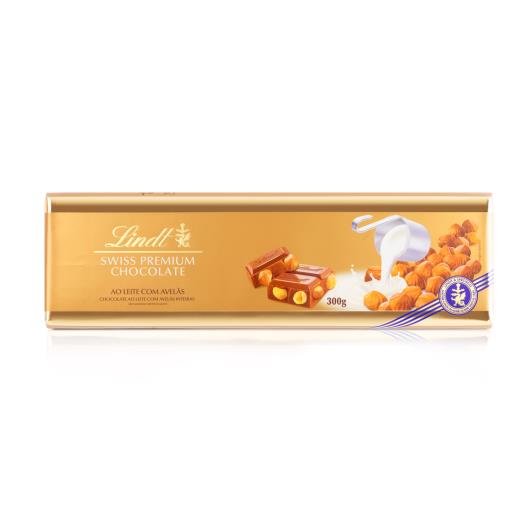 Chocolate Lindt Gold Bar Tablete Ao Leite com Avelãs 300g - Imagem em destaque