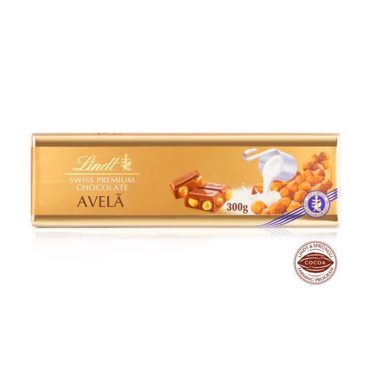 Chocolate Lindt Gold Bar Tablete Ao Leite com Avelãs 300g - Imagem em destaque