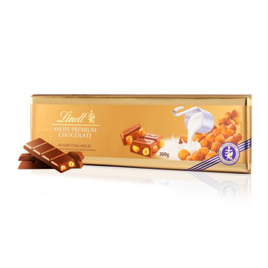 Chocolate Lindt Gold Bar Tablete Ao Leite com Avelãs 300g - Imagem em destaque