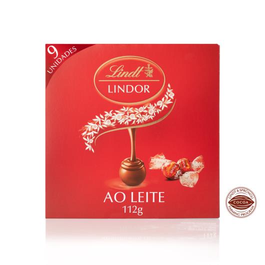 Trufa de Chocolate Suíço ao Leite Recheio Cremoso Lindt Lindor Caixa 112g 9 Unidades - Imagem em destaque