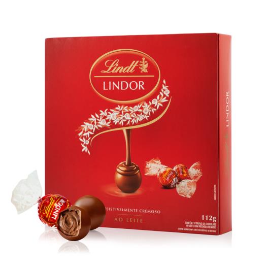 Trufa de Chocolate Suíço ao Leite Recheio Cremoso Lindt Lindor Caixa 112g 9 Unidades - Imagem em destaque