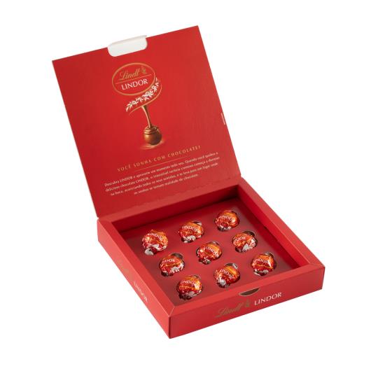 Trufa de Chocolate Suíço ao Leite Recheio Cremoso Lindt Lindor Caixa 112g 9 Unidades - Imagem em destaque