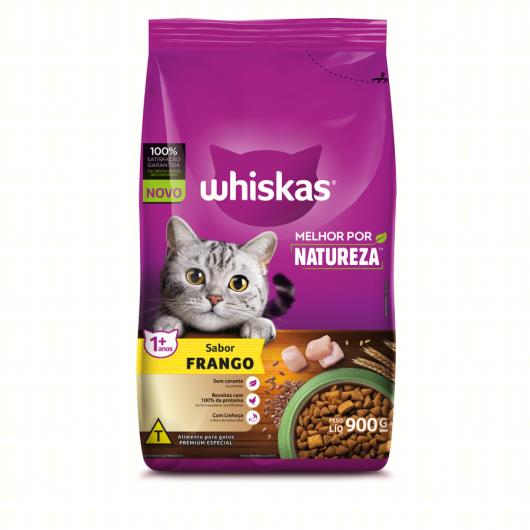 Alimento para Gatos Adultos 1+ Frango Whiskas Melhor por Natureza Pacote 900g - Imagem em destaque