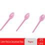 Colher Plástica Sobremesa Descartável Rosa 25unidades