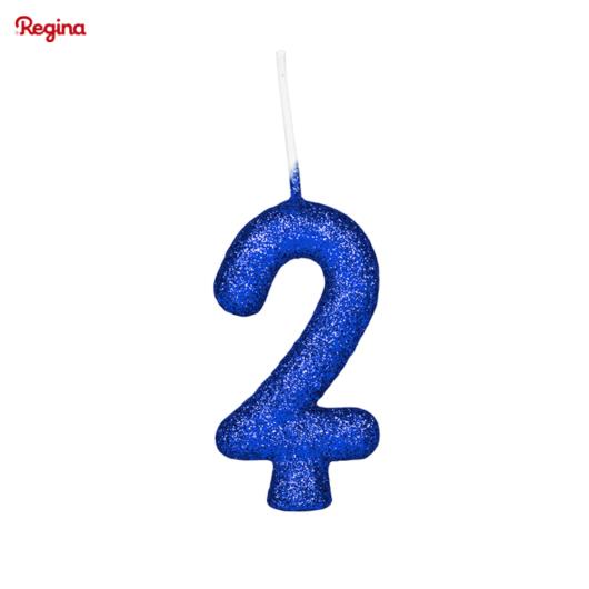 Vela Cintilante Glitter Azul Número 2 01unidades - Imagem em destaque