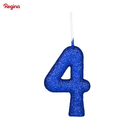 Vela Cintilante Glitter Azul Número 4 01unidade - Imagem em destaque