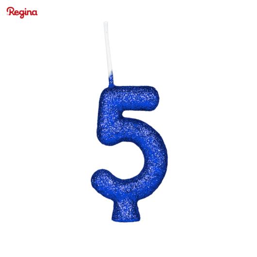 Vela Cintilante Glitter Azul Número 5 01unidade - Imagem em destaque