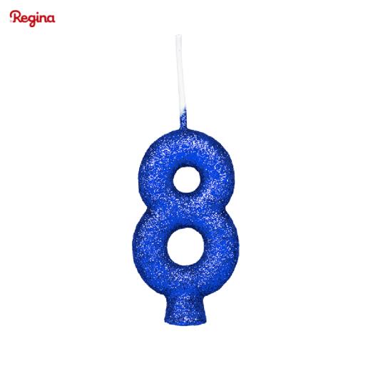 Vela Cintilante Glitter Azul Número 8 01unidades - Imagem em destaque