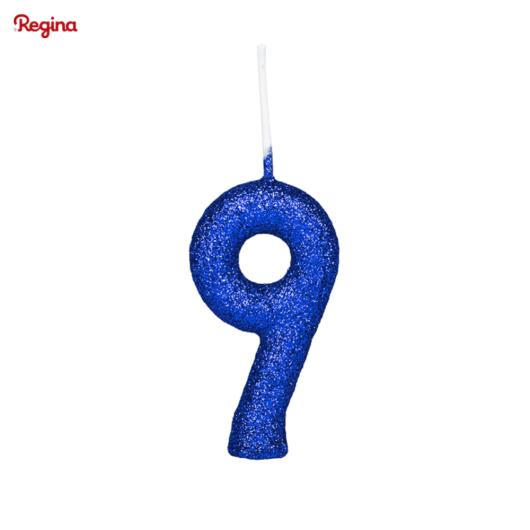 Vela Cintilante Glitter Azul Número 9 01unidades - Imagem em destaque