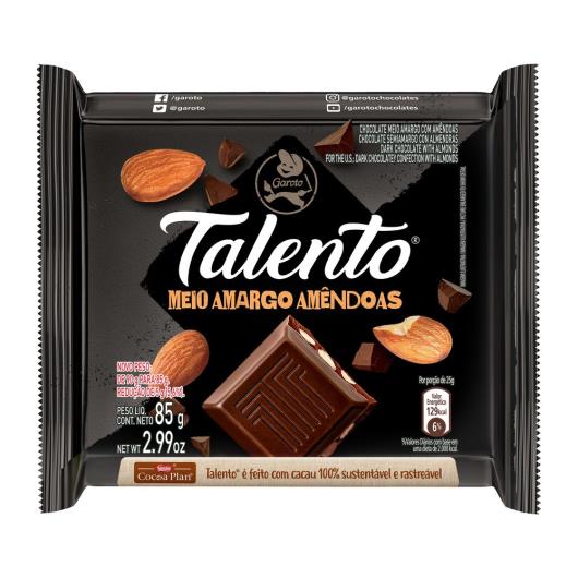 Chocolate TALENTO Meio Amargo com Amêndoas 85g - Imagem em destaque