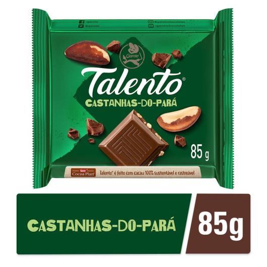 Chocolate GAROTO TALENTO ao Leite com Castanha do Pará 85g - Imagem em destaque