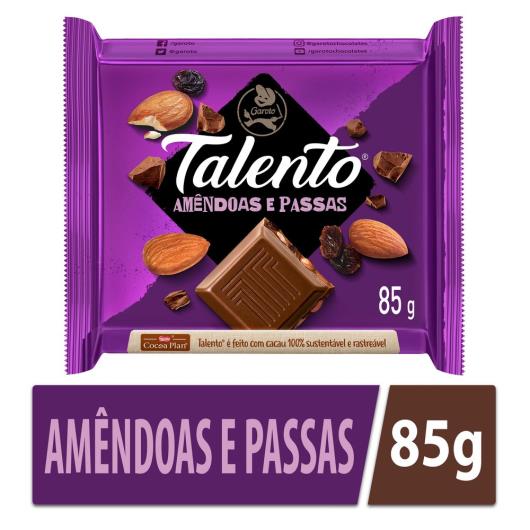 Chocolate GAROTO TALENTO Amêndoas com Passas 85g - Imagem em destaque