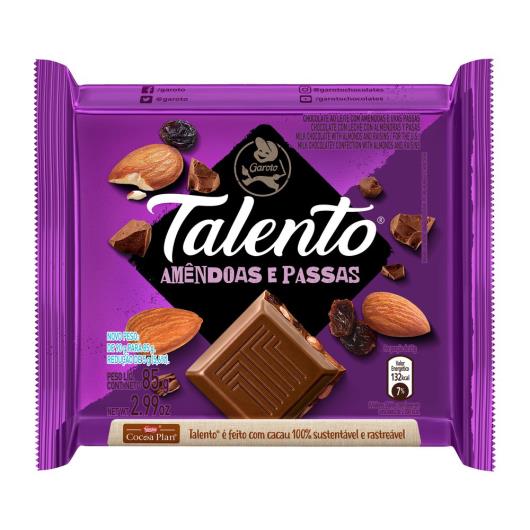 Chocolate GAROTO TALENTO Amêndoas com Passas 85g - Imagem em destaque