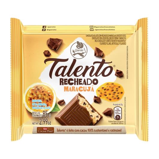 Chocolate ao Leite Recheado Maracujá Garoto Talento 85g - Imagem em destaque