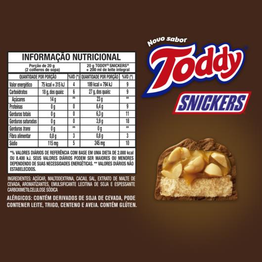 Achocolatado Em Pó Snickers Toddy Pote 350G - Imagem em destaque