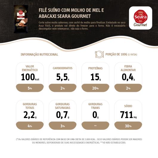Filé suíno com molho de mel e abacaxi Seara Gourmet Congelado 1kg - Imagem em destaque