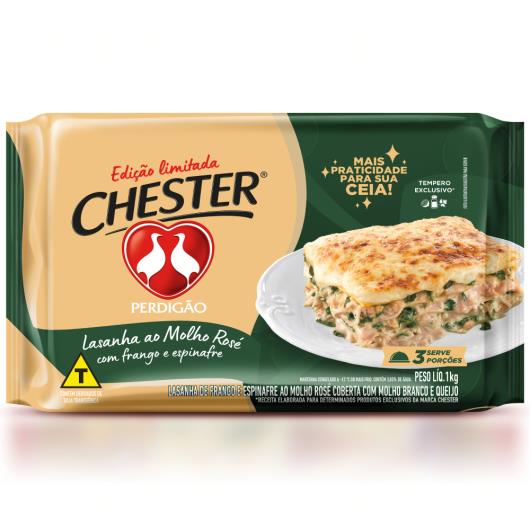 Lasanha Frango e Espinafre ao Molho Rosé Perdigão Chester Pacote 1kg - Imagem em destaque
