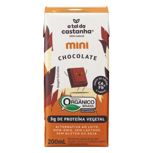 Bebida à Base de Castanha-de-Caju Orgânica Chocolate A Tal da Castanha Mini Caixa 200ml - Imagem em destaque