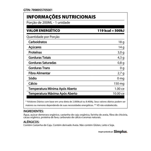 Bebida à Base de Castanha-de-Caju Orgânica Chocolate A Tal da Castanha Mini Caixa 200ml - Imagem em destaque