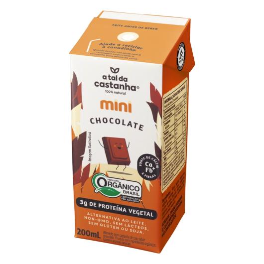 Bebida à Base de Castanha-de-Caju Orgânica Chocolate A Tal da Castanha Mini Caixa 200ml - Imagem em destaque