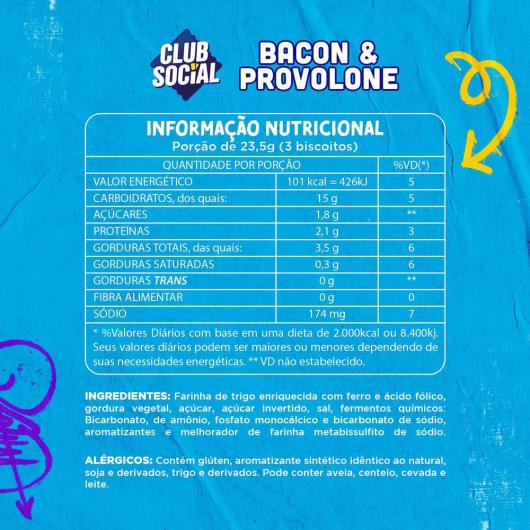 Biscoito Salgado Club Social Bacon & Provolone 141g - Imagem em destaque