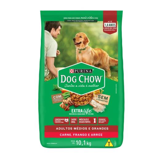 Ração DOG CHOW Cães Adultos Médios e Grandes Carne, Frango e Arroz 10,1kg - Imagem em destaque