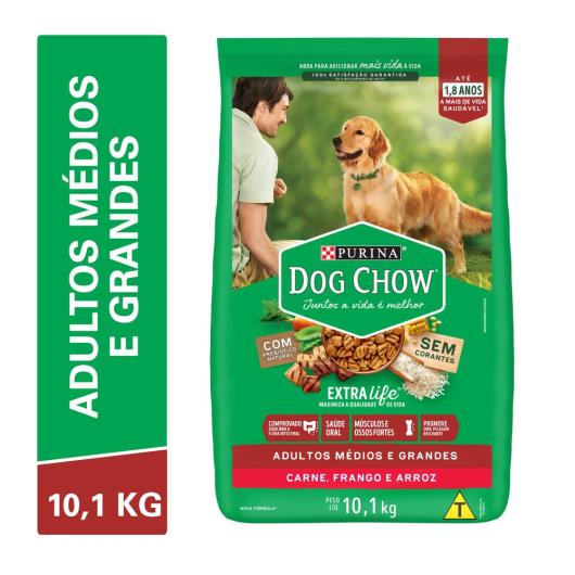 Ração DOG CHOW Cães Adultos Médios e Grandes Carne, Frango e Arroz 10,1kg - Imagem em destaque