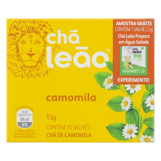 Chá Camomila Chá Leão Caixa 15g Grátis 1 Sachê 2,5g Chá Leão Preparo em Água Gelada - Imagem em destaque