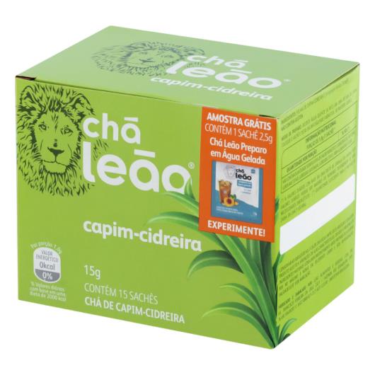 Chá Capim-Cidreira Chá Leão Caixa 15g Grátis 1 Sachê 2,5g Chá Leão Preparo em Água Gelada - Imagem em destaque