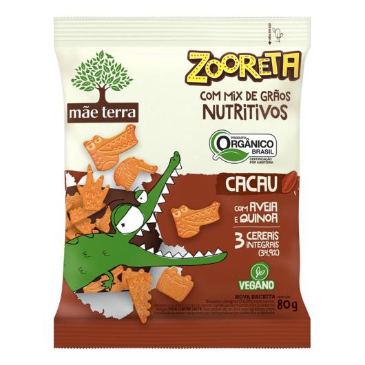 Biscoito Orgânico Infantil Mãe Terra Zooreta Cacau com Aveia e Quinoa 80g - Imagem em destaque