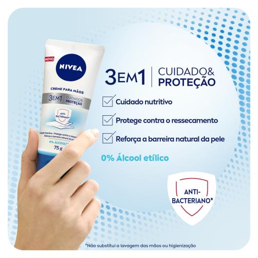 NIVEA Creme para as mãos  3 em 1 Ação Antibacteriana 75g - Imagem em destaque