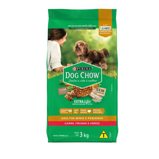 NESTLÉ® PURINA® DOG CHOW® Extralife® Ração Seca para Cães Adultos Minis e Pequenos Carne Frango e Arroz 3kg - Imagem em destaque