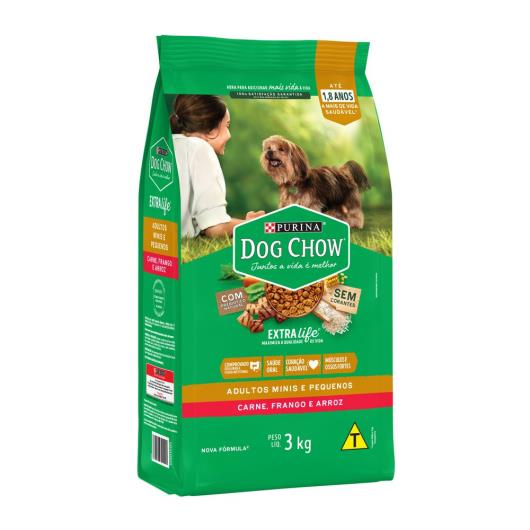 NESTLÉ® PURINA® DOG CHOW® Extralife® Ração Seca para Cães Adultos Minis e Pequenos Carne Frango e Arroz 3kg - Imagem em destaque