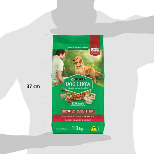 Ração DOG CHOW Cães Adultos Médios e Grandes Sabor Frango e Arroz 3kg - Imagem em destaque