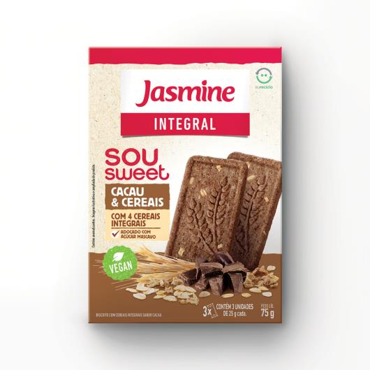 Biscoito Integral Cacau & Cereais Jasmine Sou Sweet Caixa 75g - Imagem em destaque