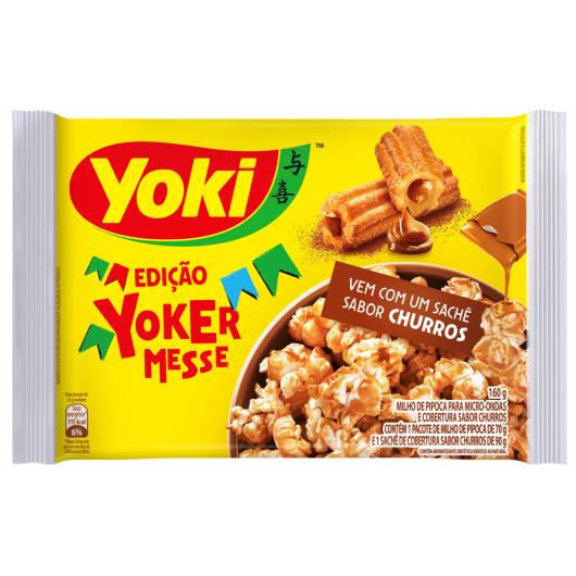 Pipoca para Micro-Ondas Cobertura Churros Yoki Pacote 160g Edição Yokermesse - Imagem em destaque