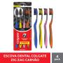 Escova Dental Média Infusão de Carvão Colgate Zig Zag 4 Unidades
