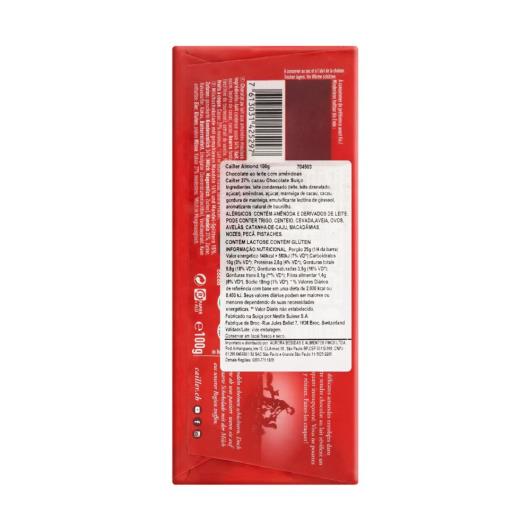 Chocolate Suíço ao Leite 27% Cacau com Amêndoas Cailler Cartucho 100g - Imagem em destaque