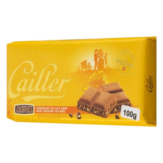 Chocolate Suíço ao Leite Aerado 31% Cacau com Torrone de Mel Cailler Rayon Cartucho 100g - Imagem em destaque