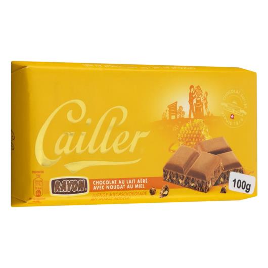 Chocolate Suíço ao Leite Aerado 31% Cacau com Torrone de Mel Cailler Rayon Cartucho 100g - Imagem em destaque